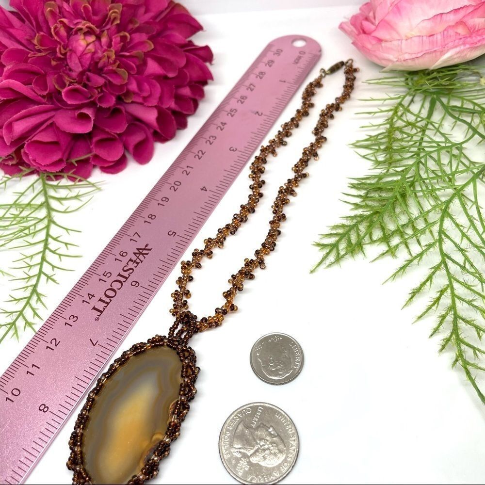 VINTAGE⚜️GENUINE GEODE Glass Beaded Choker Necklace - Picture 9 of 10